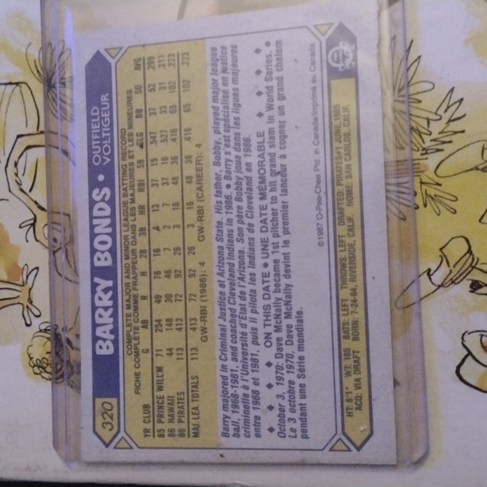 Barry Bonds Rookie BB Card - Picture 2 of 2